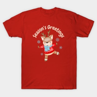 Season’s Greetings, cute and adorable Christmas reindeer. T-Shirt